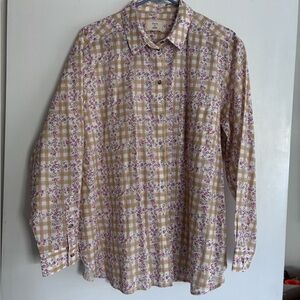 Sezane Beige and Pink Floral Blouse